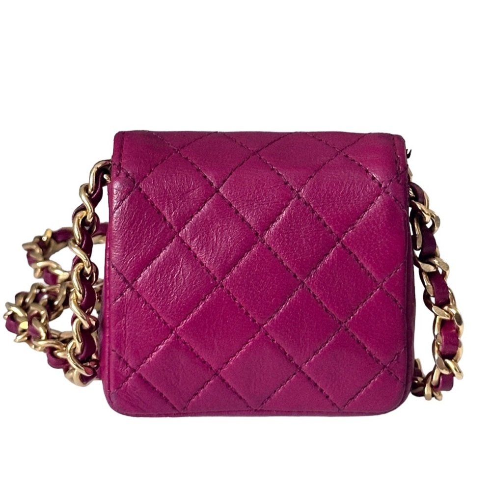 CHANEL Vintage Micro Pink Quilted Lambskin Half Flap Bag RARE - Picture 6 of 14